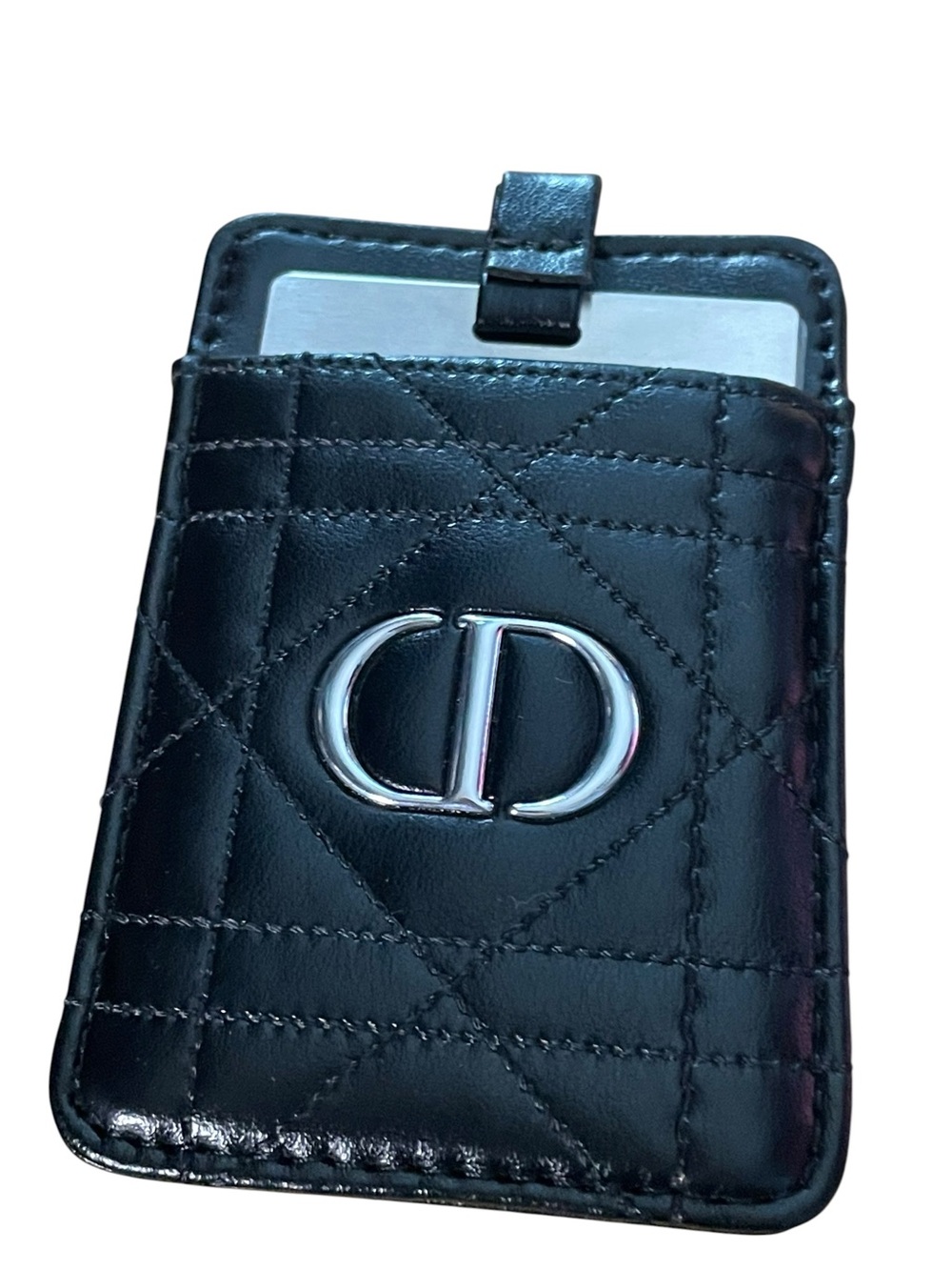 Dior Black Quilted CD Logo Phone Card Holder Wallet